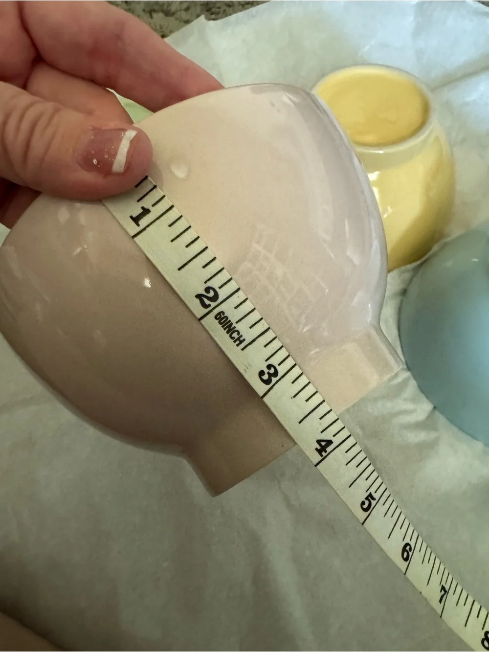 Set of 4 Pastel Ceramic Footed Bowls - Pink Blue Green Yellow 5.5